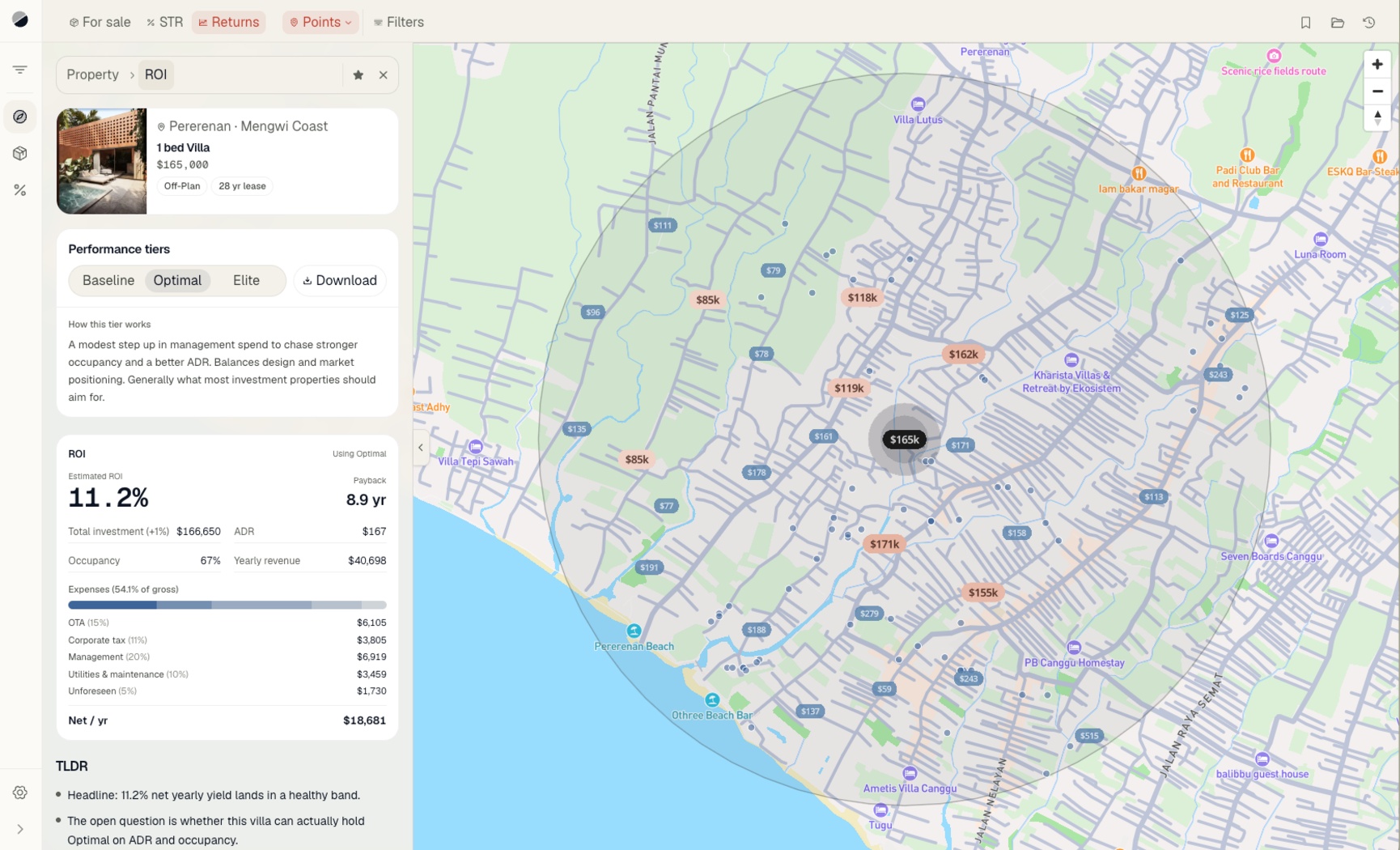 Arthabase Market atlas with sale listings and return estimates